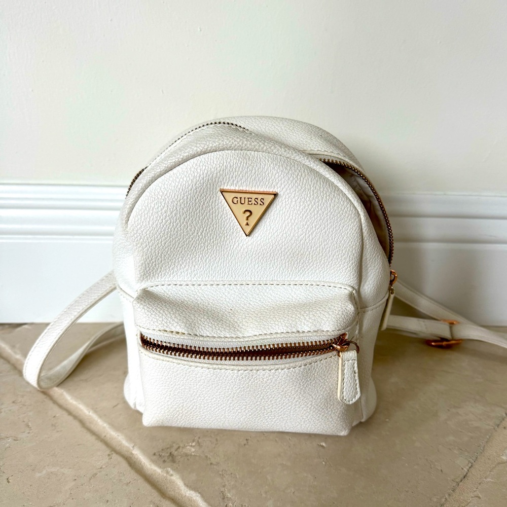 Guess white leather mini backpack